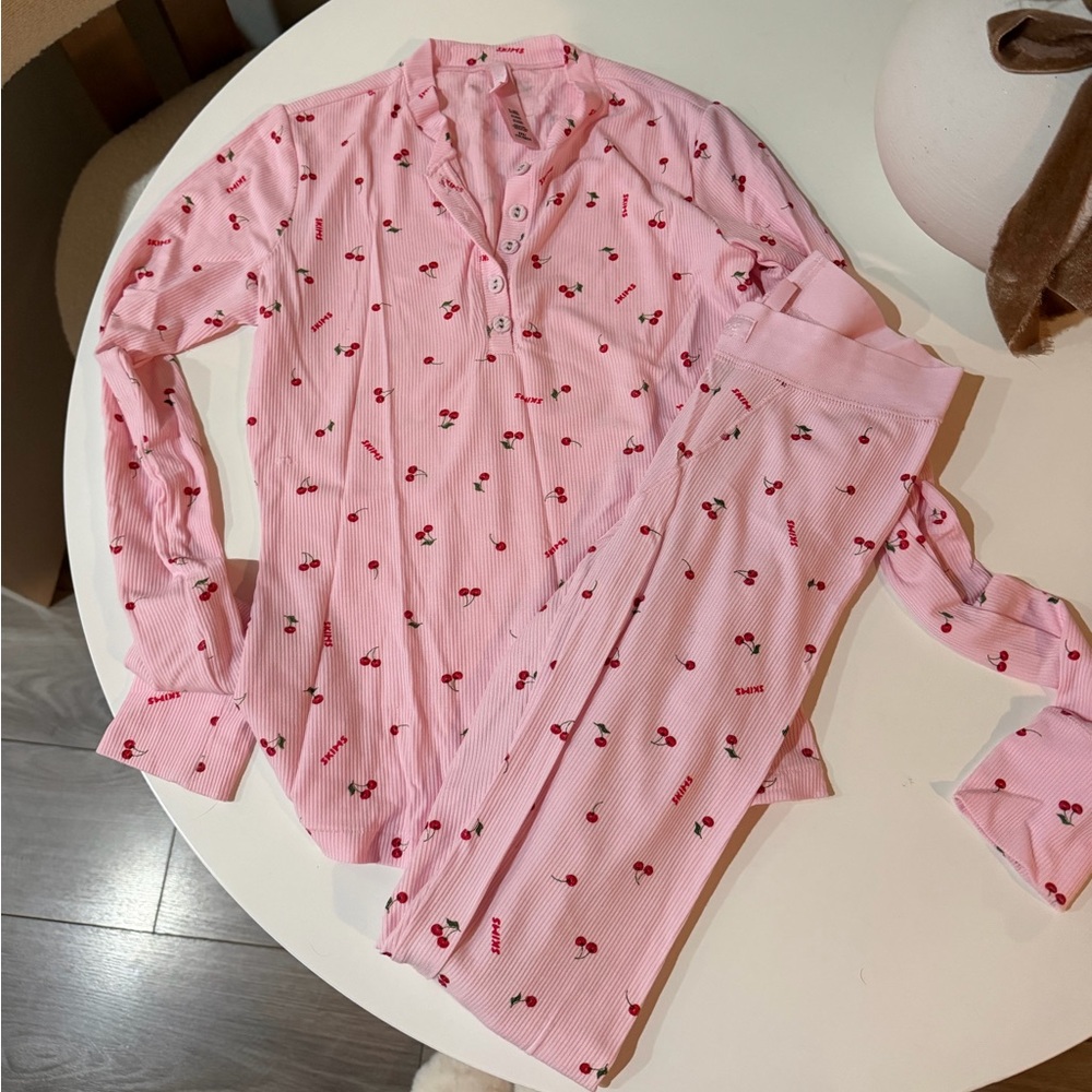 SKIMS Pink Cherry Print Loungewear